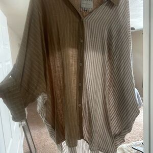 American Eagle Outfitters  Women’s Brown Stripe Button-Up Shirt